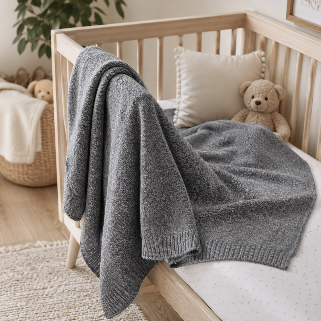 charcoal cashmere baby blanket