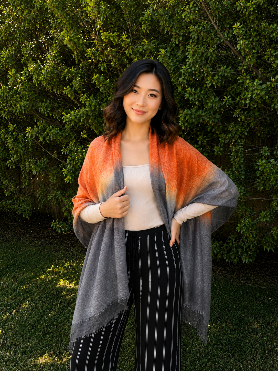 orange cashmere shawl