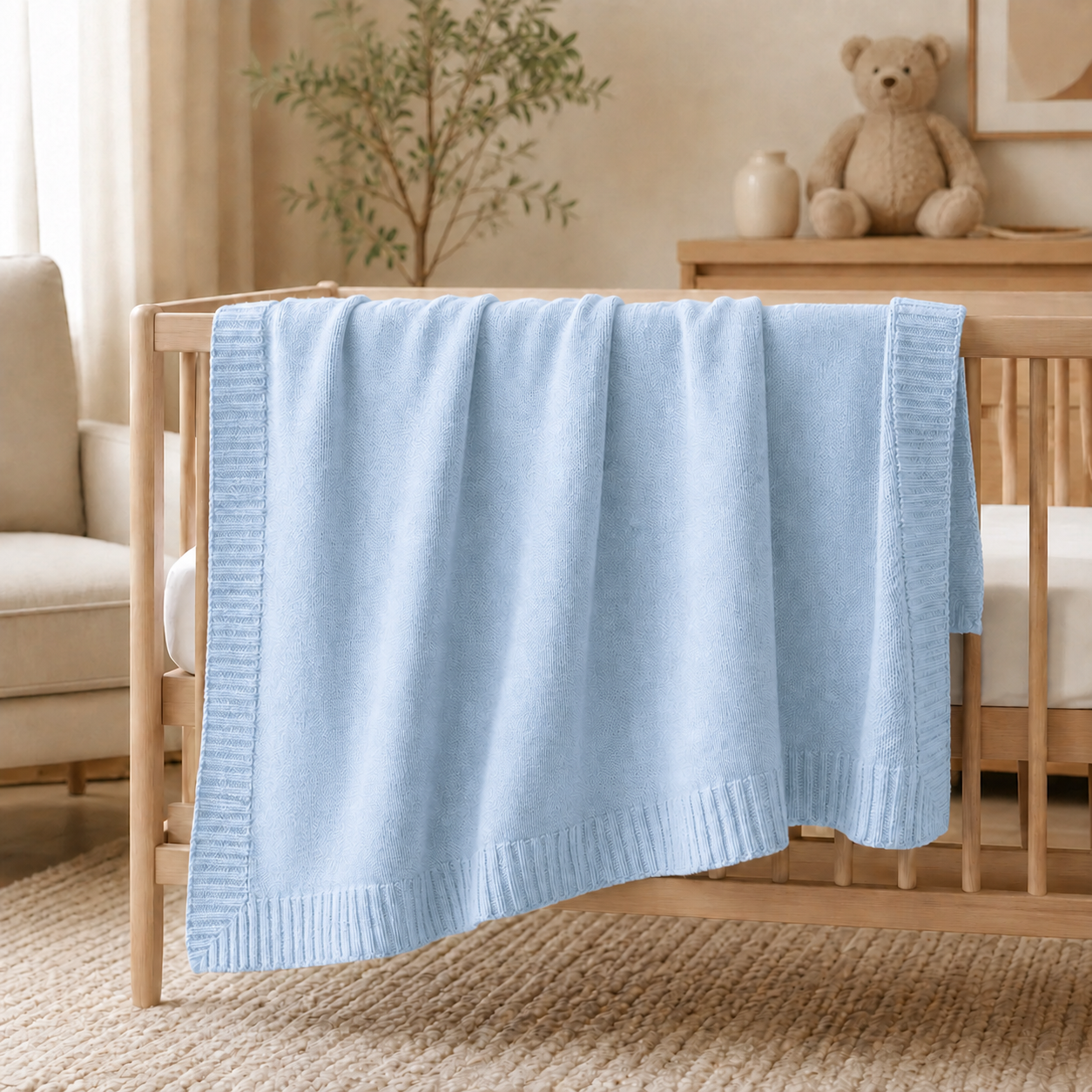 light blue cashmere baby blanket
