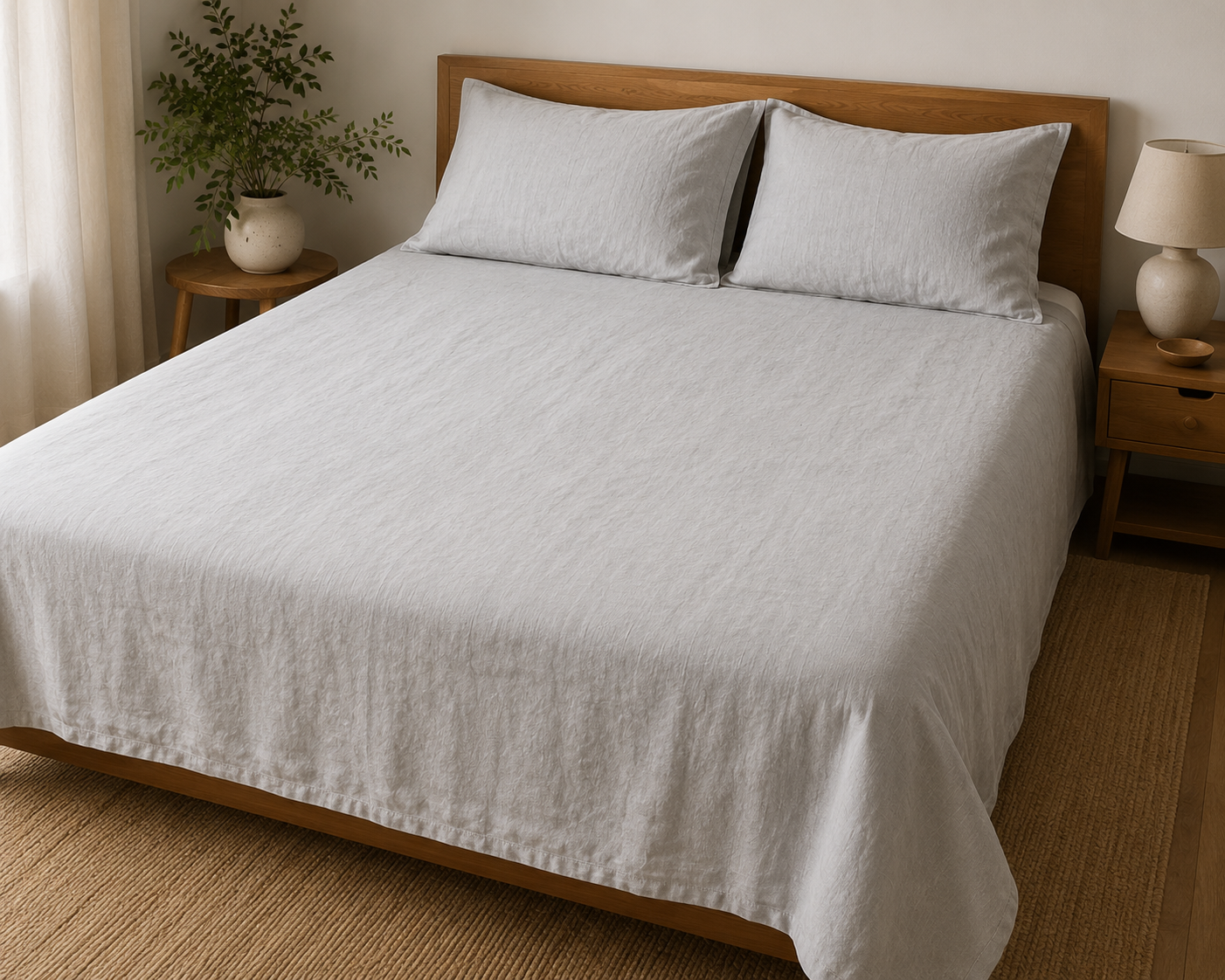 White Linen Flat Sheet 230 cm x 250 cm