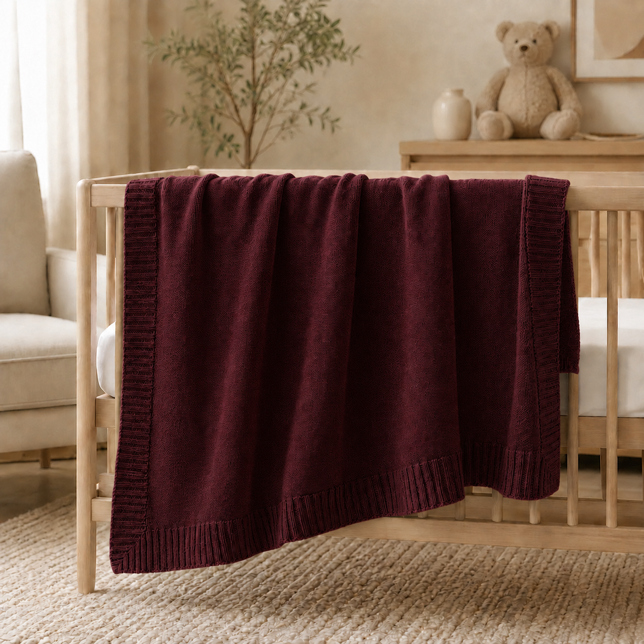 maroon red baby cashmere blanket